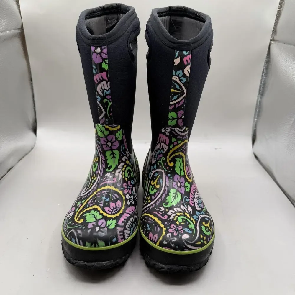 Bogs ClassicTuscany Winter Boots Kids Size 2 Multicolor Paisley Rain Waterproof